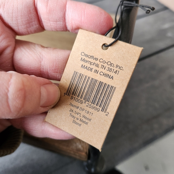 Creative Co-Op Wood and Metal Tray Stand - Picture 2 of 6